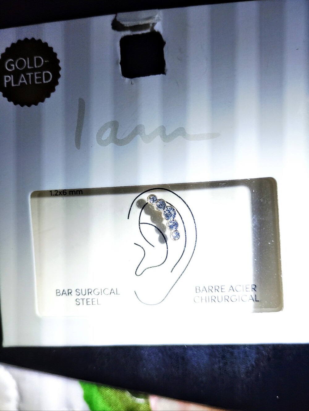 💎*Silver Gold Plated SURGICAL STEEL CRySTALS EAR Bar!💎